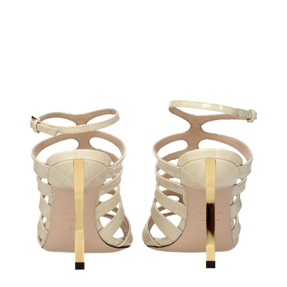 Tom Ford Beige Leather Stiletto Heel Women's Sandals - Picture 5 of 5